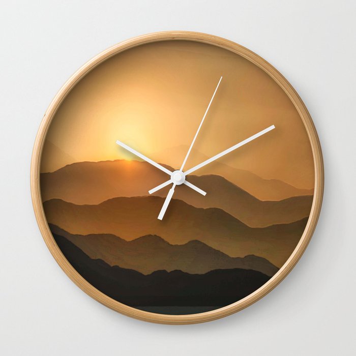 Sunrise in the mountains - beautiful morning #decor #society6 #buyart Wall Clock