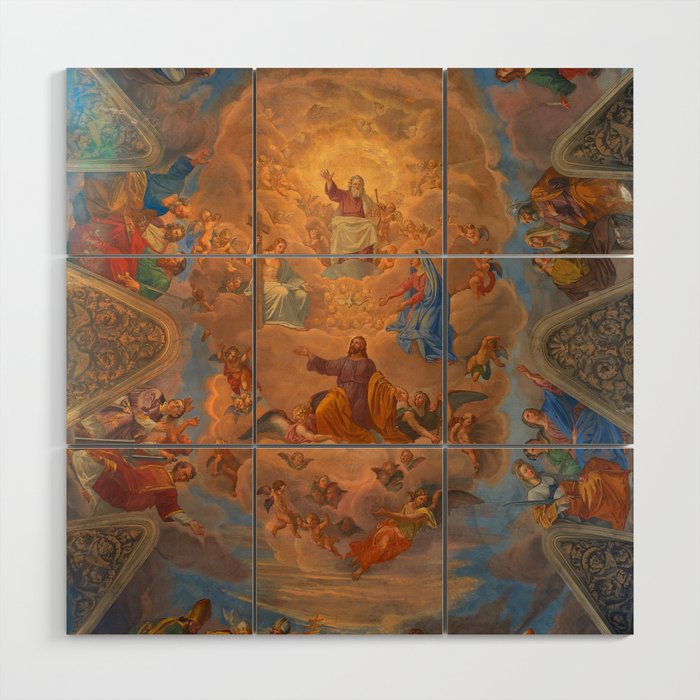 Fresco Ceiling Painting San Giacomo Rome  Wood Wall Art