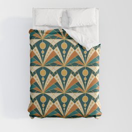 Art Deco (Green, rusty and gold) Duvet Cover