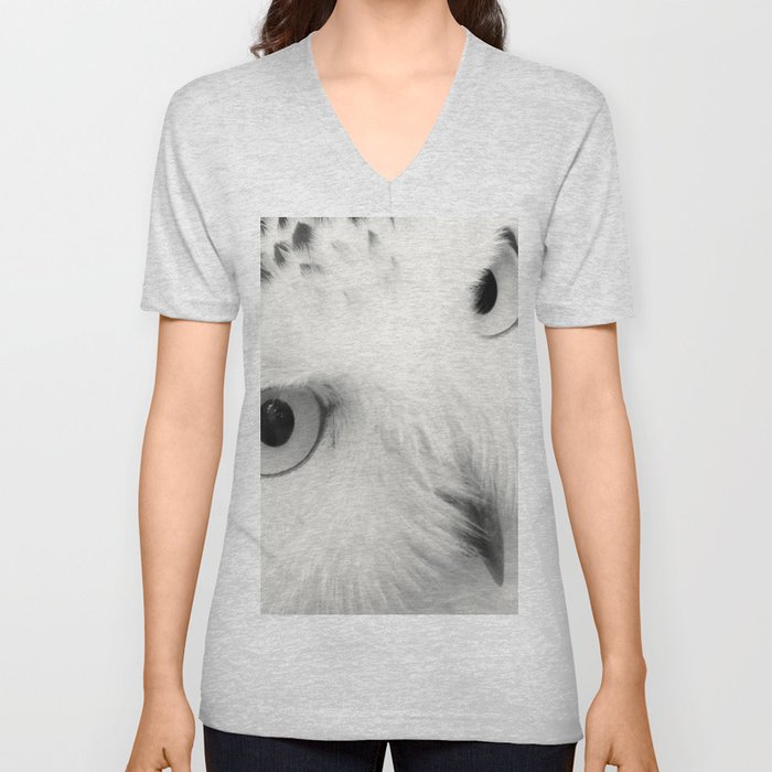 owl chouette bird white V Neck T Shirt