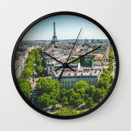 View of Paris with Eiffel Tower | Europe City Urban Architecture Photography of Paris France Wall Clock
