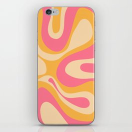 Pink and Orange Retro Abstract 70s Liquid Swirl  iPhone Skin