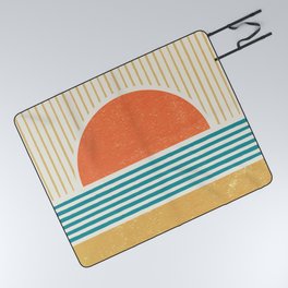 Sun Beach Stripes - Mid Century Modern Abstract Picnic Blanket