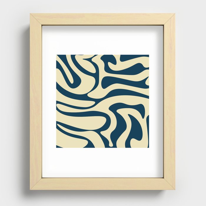 Retro Style Abstract Background - Navy and Champagne Recessed Framed Print
