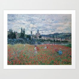 Claude Monet - Poppy Field near Vétheuil.jpg Art Print | Ruralarea, Landscapeart, Canvas, Artprint, Moisson, Impressionism, Painting, Papaverrhoeas, Childrenplaying, Meadow 