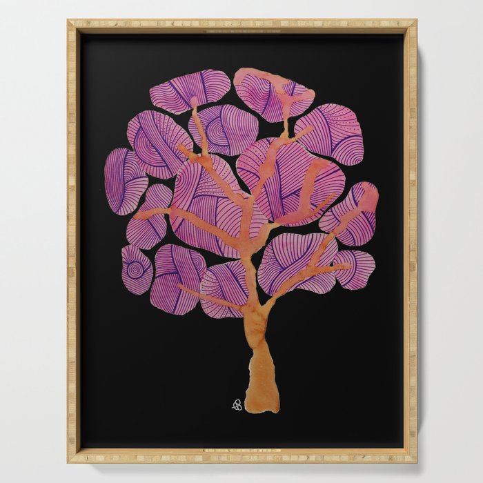 Purple Watercolor Zentangle Tree Serving Tray