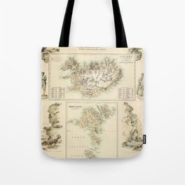 Vintage Iceland & Faroe Islands Map (1872) Tote Bag