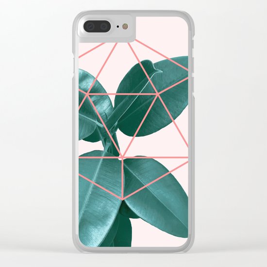 Geometric greenery II Clear iPhone Case
