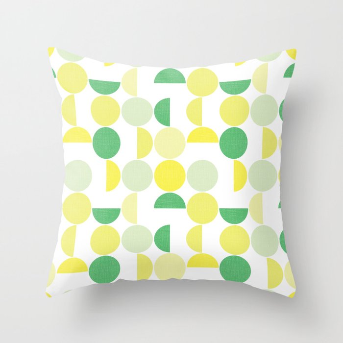 Bauhaus Semicircles Lime Green Throw Pillow