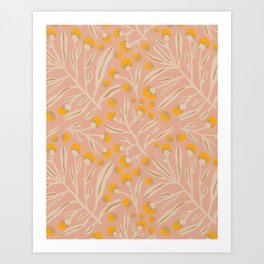 Berries / Peach & Yellow Art Print