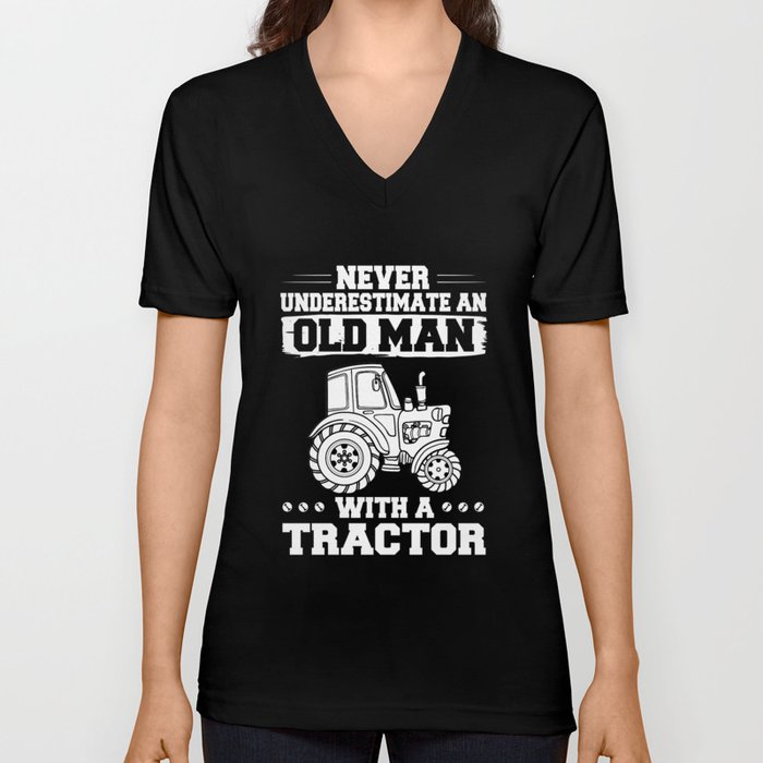 Tractor Farmer Driver Kids Seat V Neck T Shirt