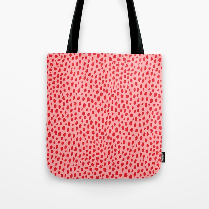 Dalmatian Polka Dot Spots Pattern (red/pink) Tote Bag