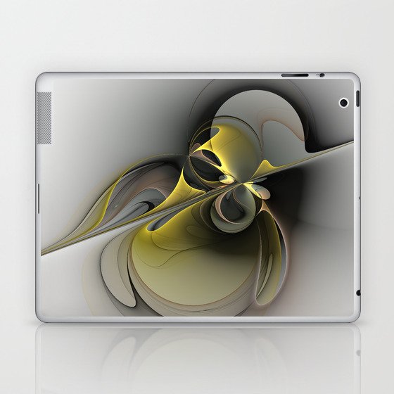 Abstract, Golden Gray Fractal Art Laptop & iPad Skin