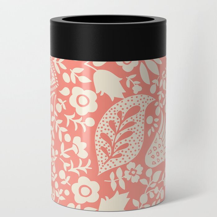 Blossoms and leaves solid peachy  Can Cooler