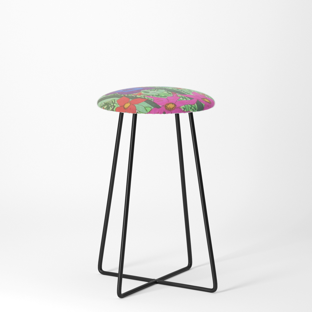 Floral Bar Stools, Society6 Gustav Klimt Flower Garden Kitchen Counter Stool By Pdpress Black From Society6 Daily Mail