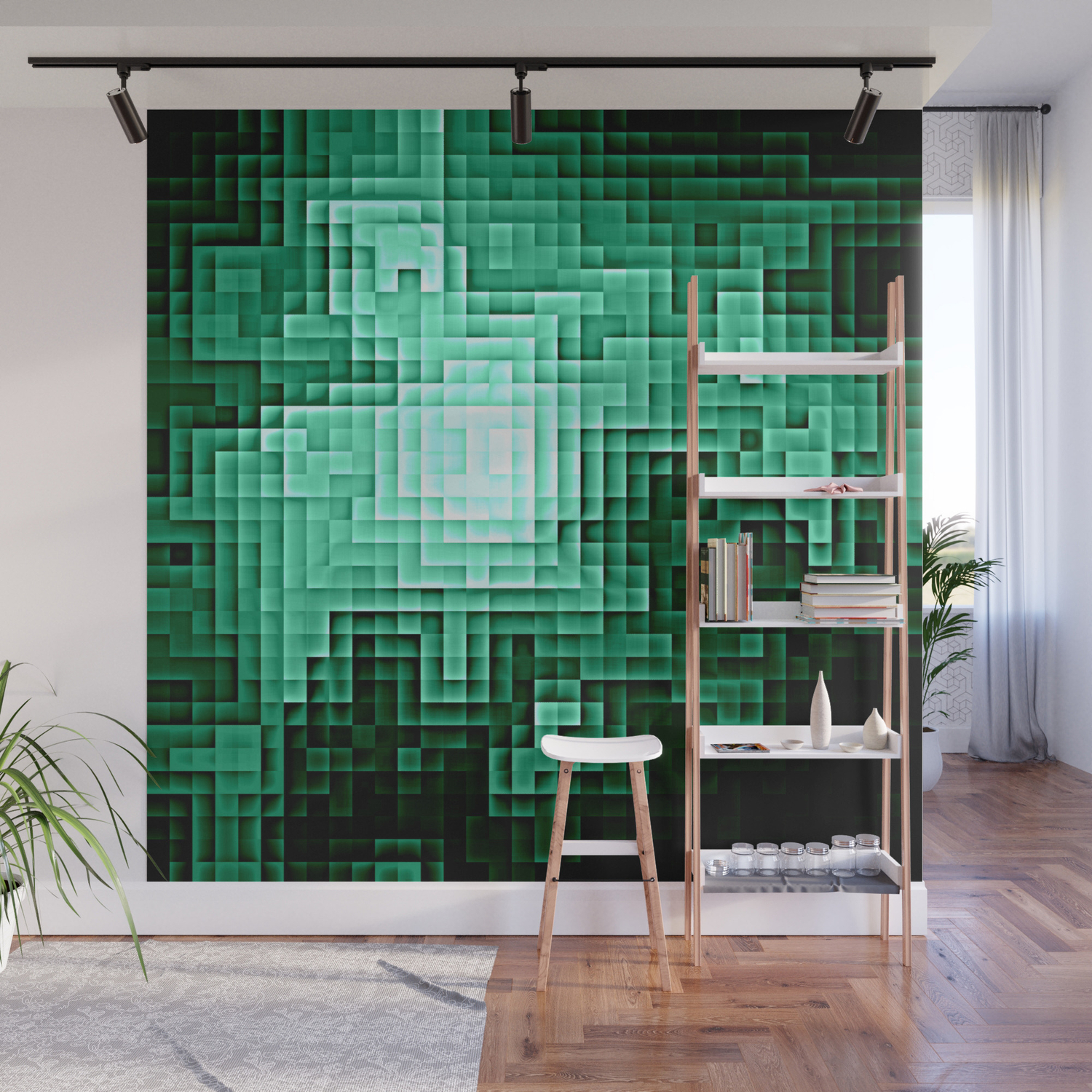 Green Nebula Pixels Wall Mural By Vintageby2sweet Society6