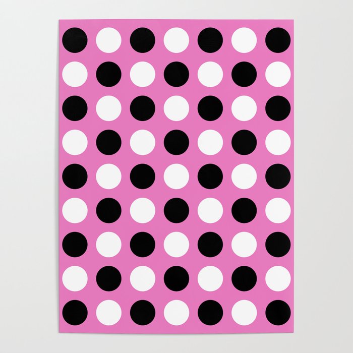 Mid Century Modern Polka Dots 922 Black White and Pink Poster by Tony