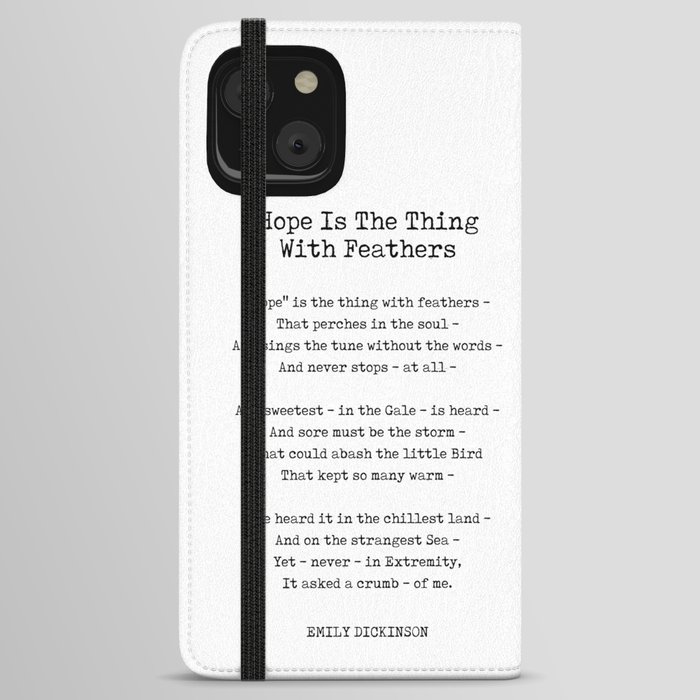 Hope Is The Thing With Feathers - Emily Dickinson Poem - Literature - Typewriter Print 1 iPhone Wallet Case