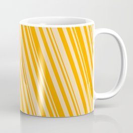 [ Thumbnail: Orange & Tan Colored Pattern of Stripes Coffee Mug ]