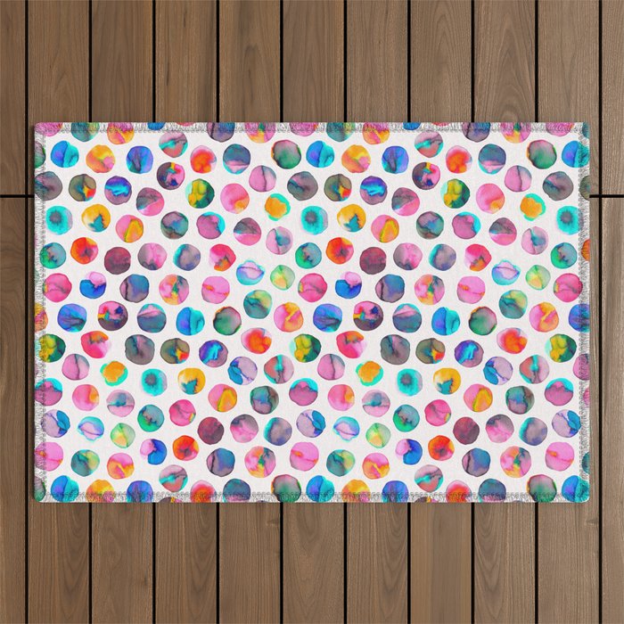 Colorful Ink Marbles Dots  Outdoor Rug