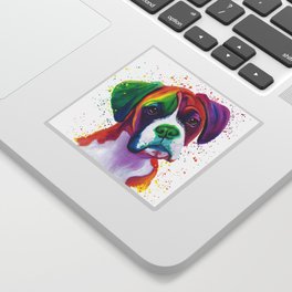 Rainbow Boxer Dog breeed Sticker