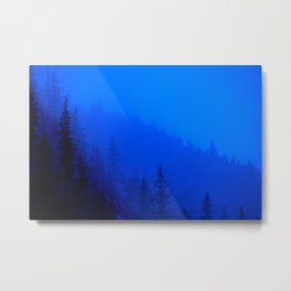 Blue Mist - Kenai Peninsula, Alaska Metal Print | Digital Manipulation, Moody, Kenai Peninsula, Foggy, Spruce Trees, Blue, Minimalist, Weather, Photo, Wilderness 