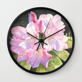Pink Rhododendron Wall Clock