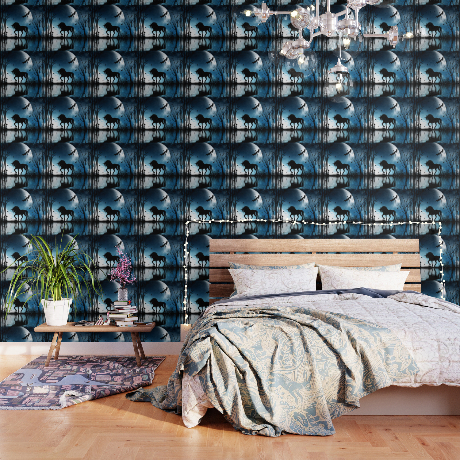 Beautiful Unicorn With Flying Dragon In The Sky Wallpaper By Nicky2342 Society6