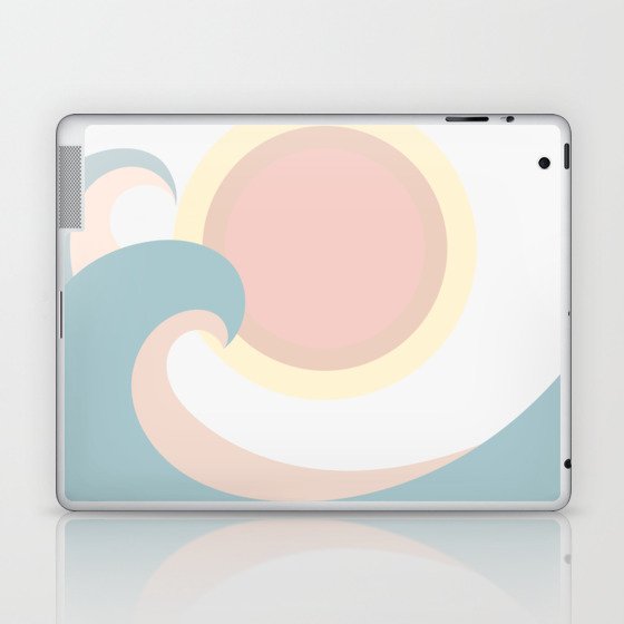 Overflow - Pastel Colourful Minimalistic Retro Style Double Wave Sunset Laptop & iPad Skin