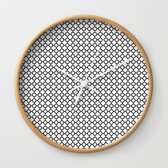 Quatrefoil Black and White Wall Clock
