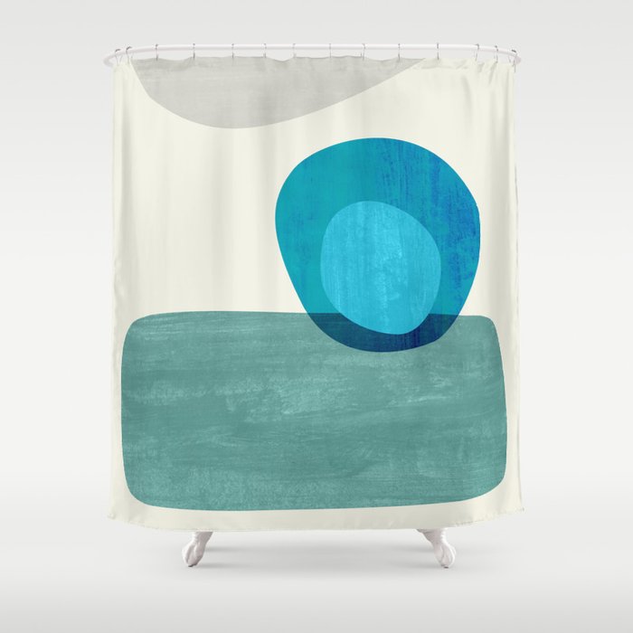 Stacking Pebbles Blue Shower Curtain
