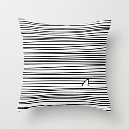 Minimal Line Drawing Simple Unique Shark Fin Gift Throw Pillow