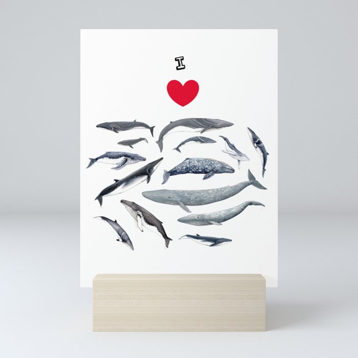 I love whales design Mini Art Print