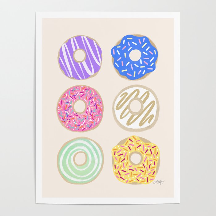 Colorful Donuts Illustration Poster