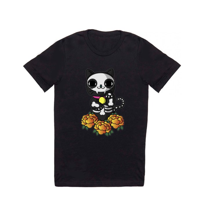Halloween Skeleton Lucky Cat T Shirt