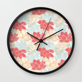 Lotus Carousal Wall Clock | October2017, Pattern, Flower, Drawing, Yellow, Bedroomdecor, Red, Graphicdesign, Floral, Gold 