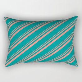 [ Thumbnail: Salmon and Dark Cyan Colored Lined/Striped Pattern Rectangular Pillow ]