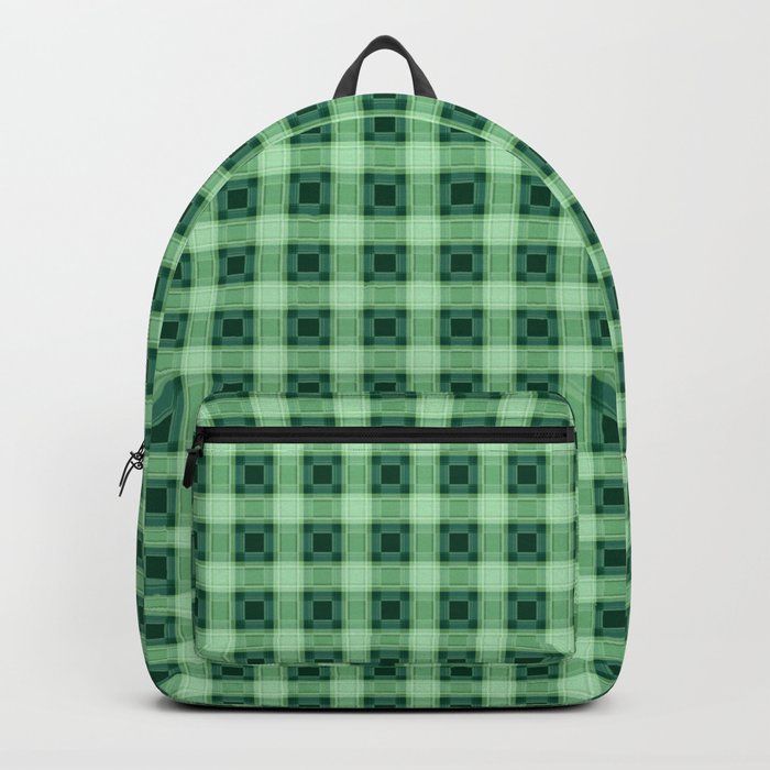 green plaid backpack