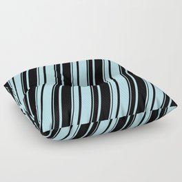 [ Thumbnail: Powder Blue and Black Colored Striped Pattern Floor Pillow ]