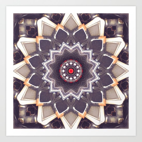 Abstract Gray Mandala Art Print