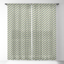 [ Thumbnail: Gray, Tan, and Dark Slate Gray Colored Lines/Stripes Pattern Sheer Curtain ]
