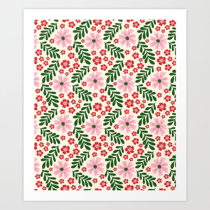 Whimsical Floral- Christmas vibes Art Print