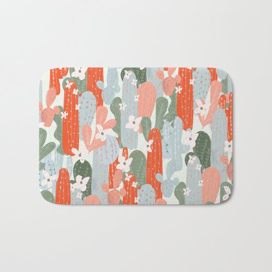 Floral Cactus Bath Mat