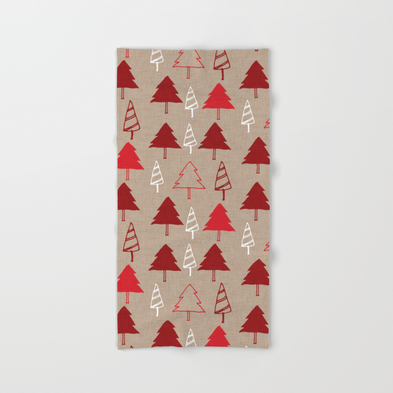 Christmas Tree Red And Brown Hand Bath Towel By Susycosta Society6