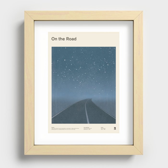 Jack Kerouac "On the Road" - Minimalist literary art design, bookish gift Recessed Framed Print