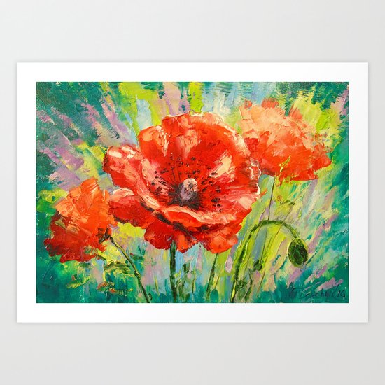 Blooming poppy Art Print