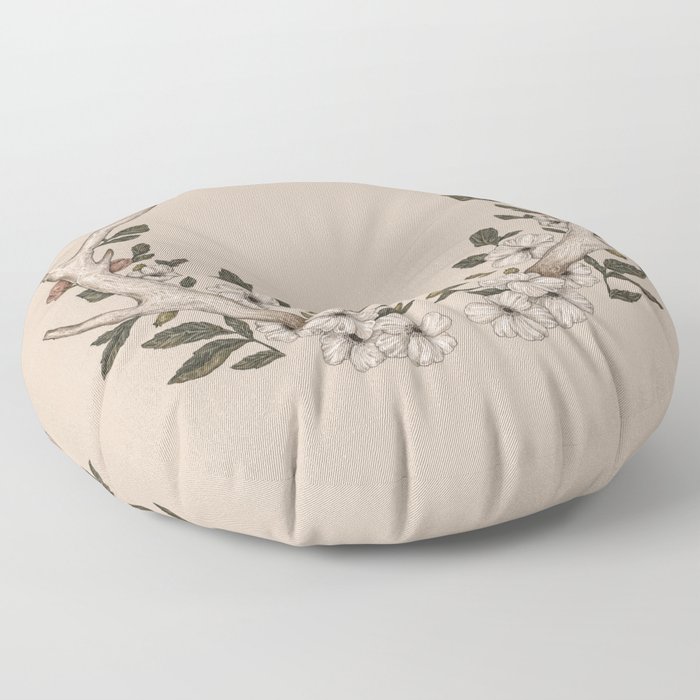 Floral Antler Floor Pillow