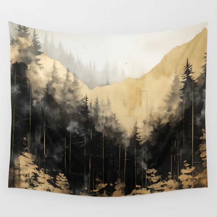 Pacific Northwest Golden Mountain Forest II Wall Tapestry