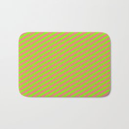 [ Thumbnail: Green & Light Coral Colored Lines/Stripes Pattern Bath Mat ]