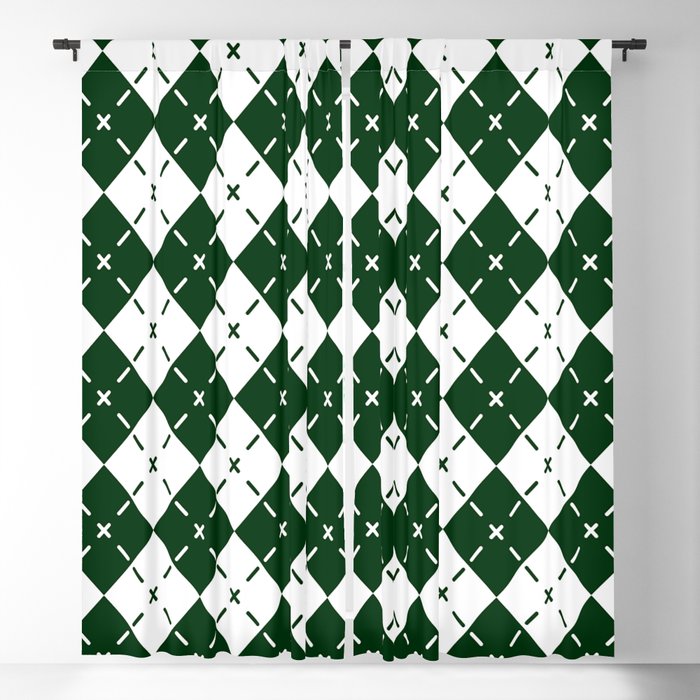 Emerald Green Diamond Argyle Pattern Blackout Curtain